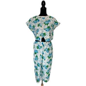Vintage Floral Crop Top and Matching Capri Pants - Women's Size Small